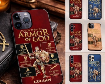 Personalized Armor of God Phone Case, Christian Bible Verse Case, Custom Name Phone Case, Choose 3 Designs, Religious Gift,Farther day gifts