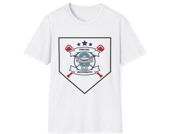 Camiseta de la Universidad de Árbitros, camiseta con emblemas del home, bate de béisbol y pelota.