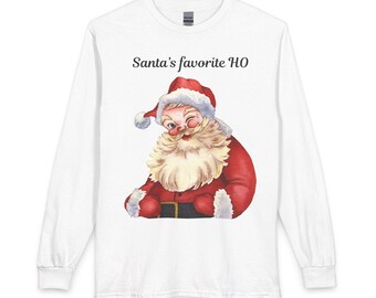 Camisa de manga larga HO favorita de Santa Claus / Top navideño vintage de Santa Claus