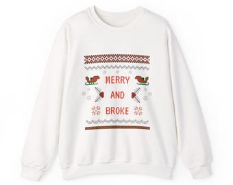 Sudadera Merry and Broke / Diseño divertido de suéter feo navideño