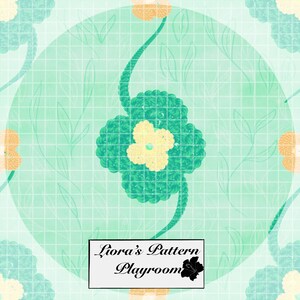 Crochet Flower Pattern with leaves in background