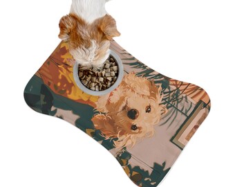 Custom Dog Portrait Feeding Mat | Pet Portrait Feeding Mat Art | Personalised Dog Gift | Custom Pet Memorial Gift