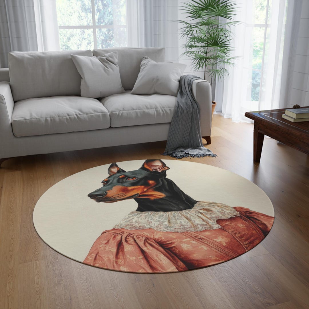 Dog Rugs Custom Custom Dog Portrait Round Rug | Pet Portrait Art | Personalised Dog ...