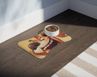 Custom Dog Portrait Feeding Mat | Cartoon Style Pet Feeding Mat Art | Personalised Dog Lover's Gift | Custom Pet Memorial Gift