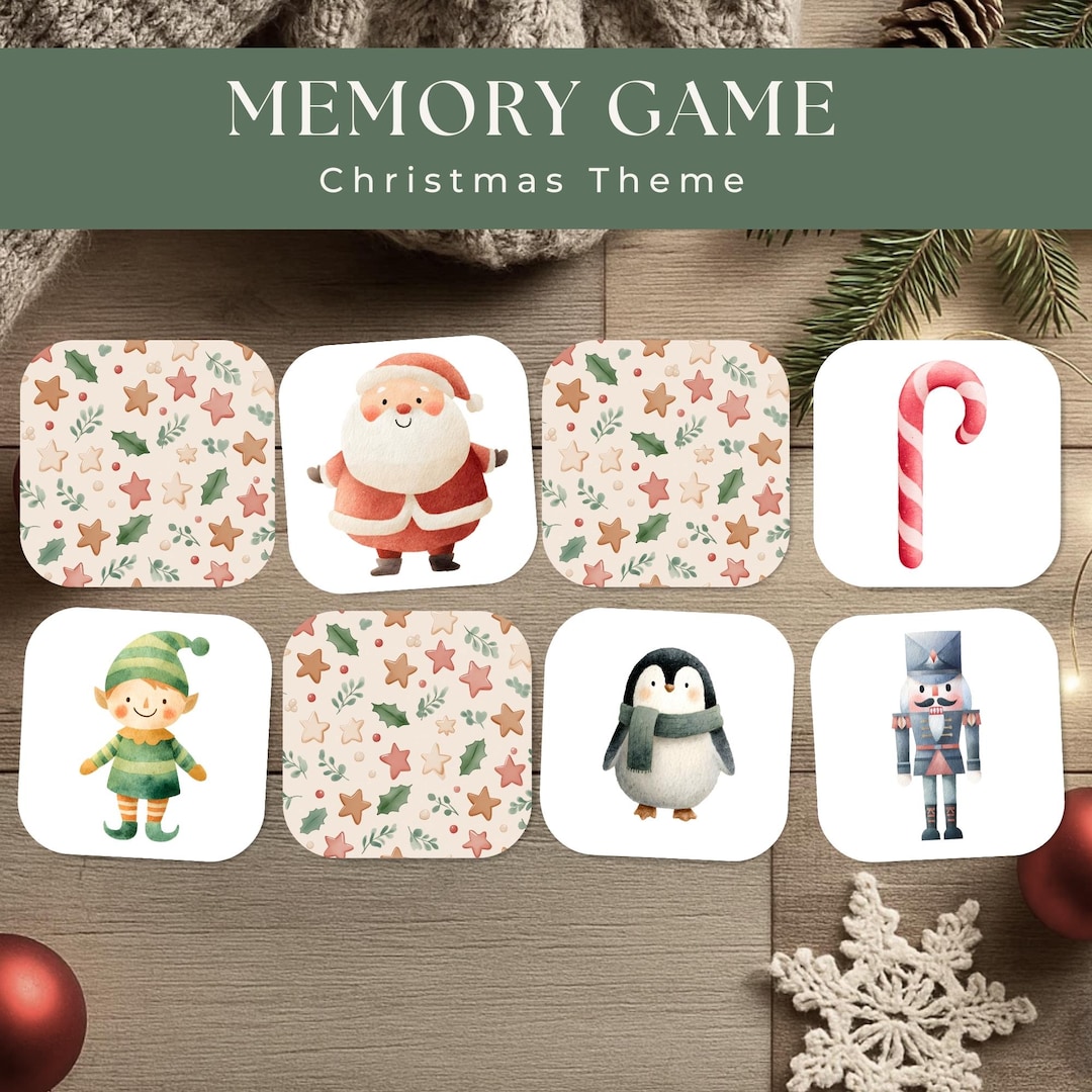 Christmas Memory Game, Printable Matching Cards for Kids - Etsy
