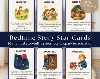 Bedtime Story Star Cards – Printable Storytelling Prompts for Kids, Imaginative Game, Calm Down Corner