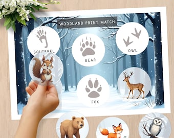 Woodland Paw Print Matching Game | Printable Animal Tracks Activity for Kids | Woodland Animal Learning