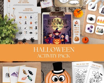 Halloween Activity Pack, Printable Kids Halloween Games, Coloring Pages, Puzzles & Crafts,  Fun Preschool and Family Activities