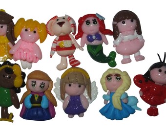 100 Flat Back Elsa Frozen  Handmade Polymer Clay Cabochon Bead Embellishment Hair Bows Center Pendant Setting