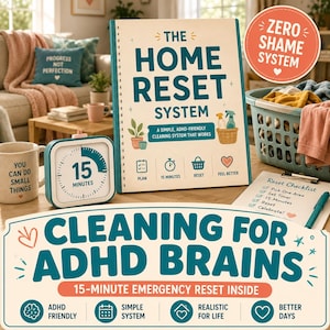 ADHD Cleaning Planner – Home Reset System, 15-Minute Emergency Reset (Printable PDF)