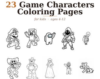 23 Video Game Coloring Pages Printable PDF Coloring Book for Kids Boys Girls Gift
