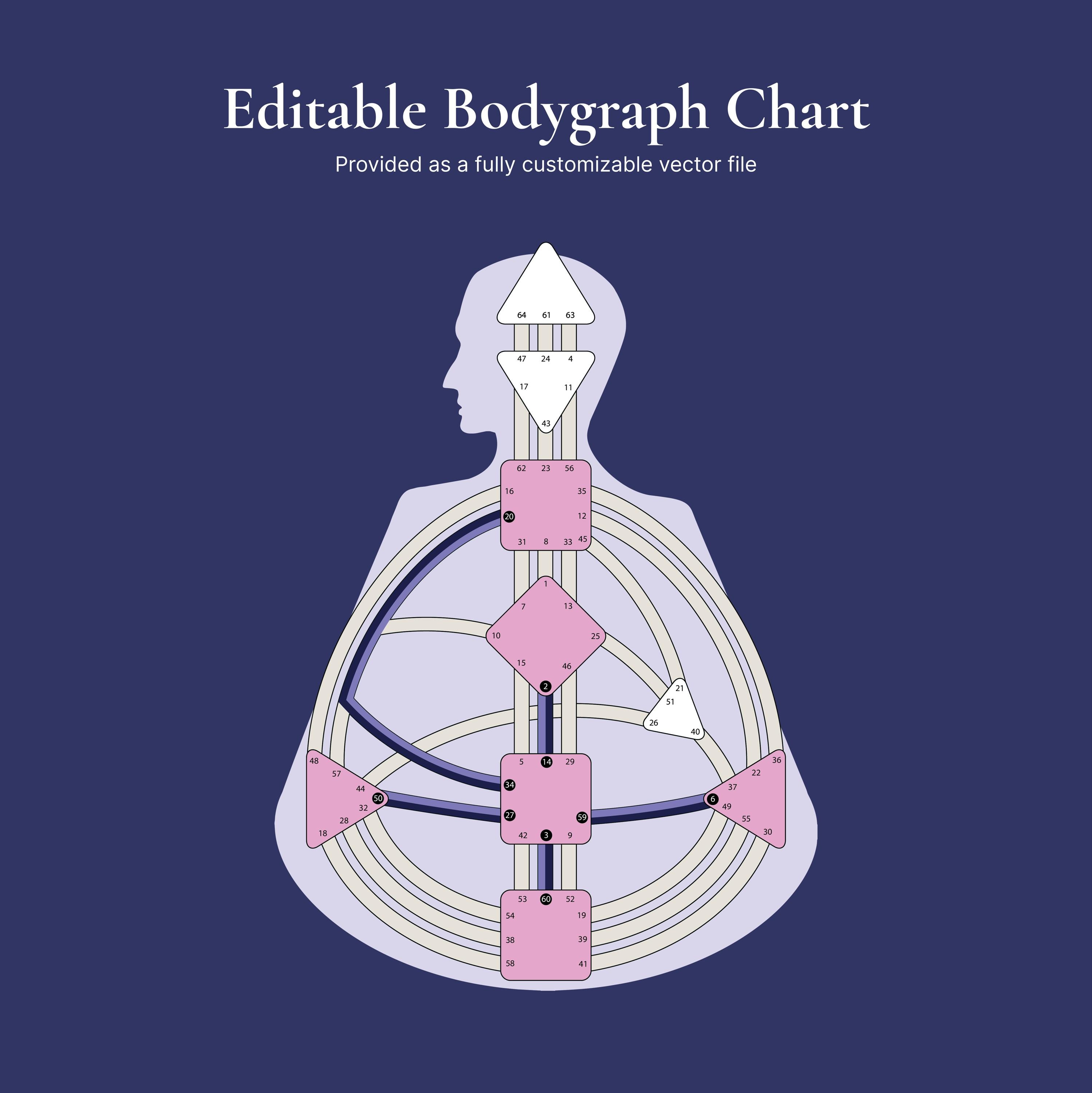 Human Design Bodygraph Chart Template | Editable Illustrator AI ...