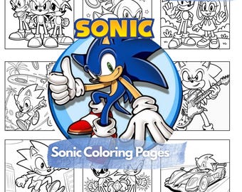 Sonic målarbilder utskrivbara PDF | Sonic målarbilder för barn | Paket med 20 målarbilder | Hedgehog målarbok | Digital nedladdning