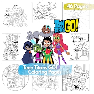 Teen Titans Go Malpaket | Titanen Cartoon Malbuch | 46 Seiten Druckbare PDF | Superhelden Kinder Erinnerungsbuch | Sofort Download Bild 1