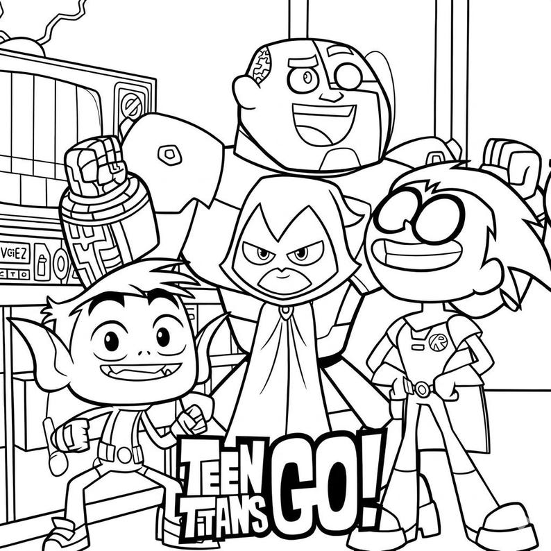 Teen Titans Go Malpaket | Titanen Cartoon Malbuch | 46 Seiten Druckbare PDF | Superhelden Kinder Erinnerungsbuch | Sofort Download Bild 2