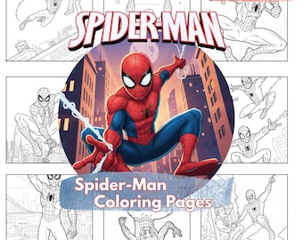 Spiderman målarbilder paket | Spiderman målarbok | 80 ark | Digital nedladdning | Utskrivbara Spiderman målarbilder | För barn