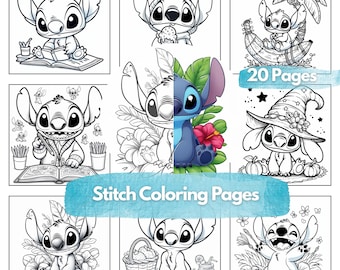 Dibujos para colorear de Stitch para niños / 20 hojas imprimibles (descarga digital)