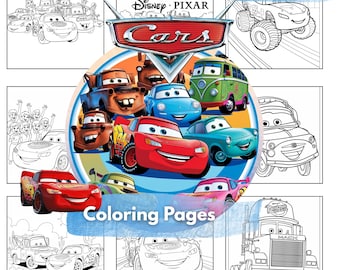 Disney Bilar Målarbilder | 43 Sidor | Blixten McQueen Målarbok | Utskrivbara Bilar Målarbilder för Barn | Direkt Nedladdning | PDF