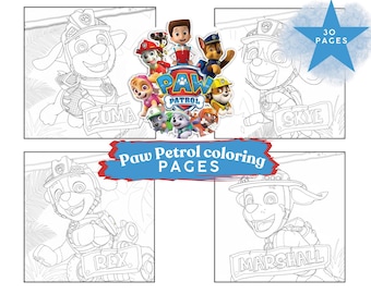 Paw Patrol-inspirerade målarbilder | Hundräddning tecknad stil | Bunt med 30 sidor | Målaraktivitet för barn