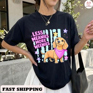 Less Meanies More Weenies Shirt, Funny Dachshund Summer Shirt, Cute Wiener Dog Pool Float Shirt, Retro Dog Lover Tee