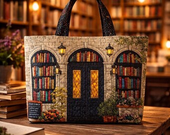 Bookstore Tote Bag, Library Aesthetic Bag, Book Lover Gift, Cozy Reading Tote, Vintage Bookshop Design Bag, Cozy Book Store Tote Bag Gift