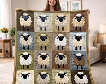 Cute Sheep Farmhouse Blanket, Farmhouse Animal Throw Blanket, Rustic Country Sheep Throw, Cottagecore Farm Decor, Cozy Farm Animal Bedding