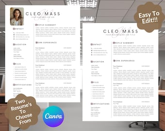 Canva Resume Template Bundle | Modern CV, Cover Letter (Digital Download)