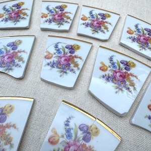 MIXED BRIGHT FLORAL mosaic tiles from vintage china