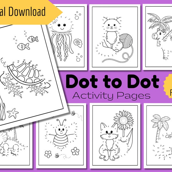 Dot to Dot for kids, Dot to Dot printable,  connect the dots, preschool activities, connect the dots animals, Kid’s activity pages