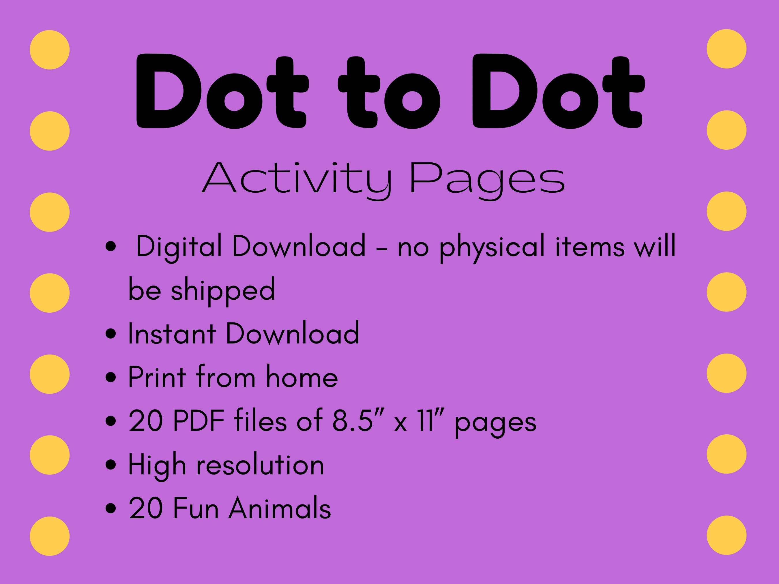 Dot to Dot for Kids Dot to Dot Printable Connect the Dots Etsy Hong Kong