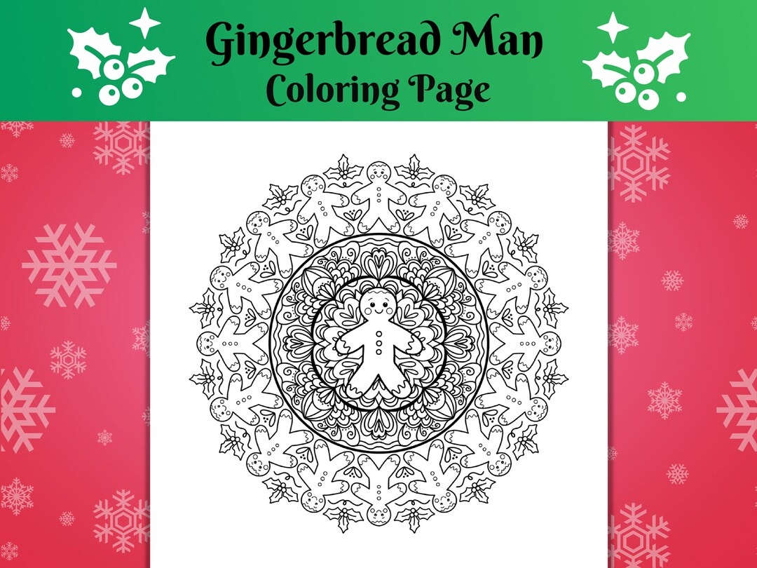 Christmas Coloring Page, Gingerbread Man Coloring Tree, Christmas Mandala, Gingerbread Man ...