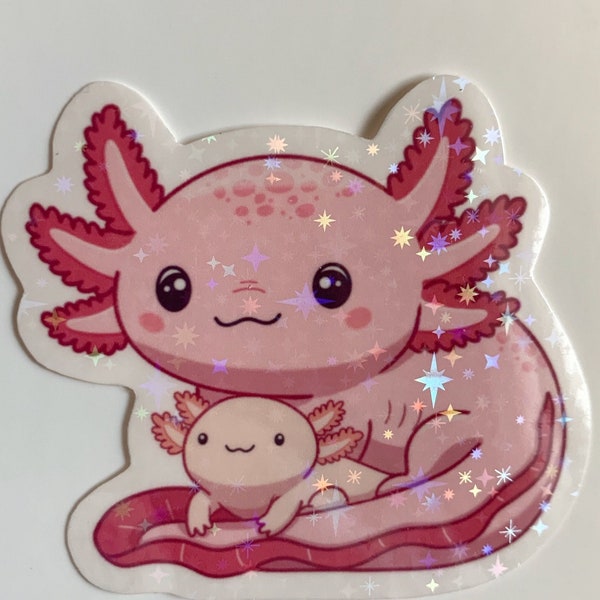 Axolotl Vinyl Sticker, Axolotl Sticker, Holographic Sticker, sea animal sticker, axolotl gift, axolotl decal, vinyl sticker, axolotl baby