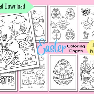 Easter Coloring Pages for Kids, Easy Easter Coloring Pages, Kid’s Color page printable, Spring Coloring Pages, Instant Download, Easter