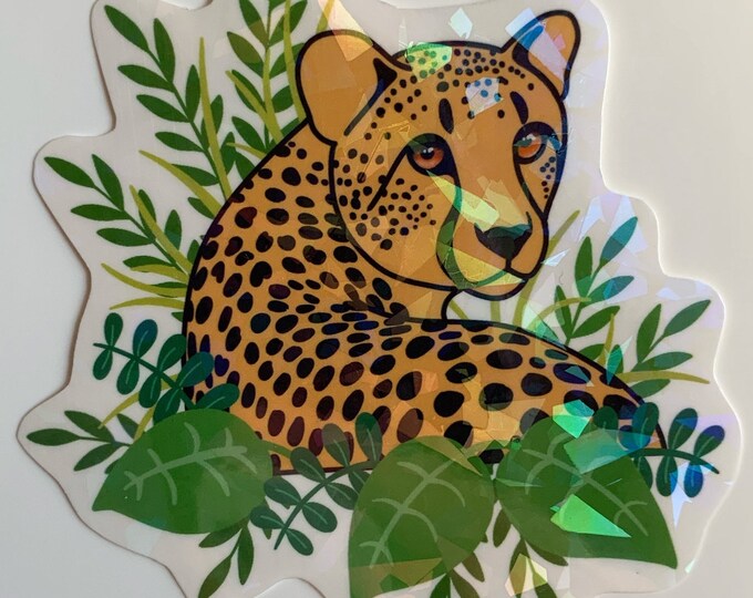 Cheetah Vinyl Sticker, Cheetah Sticker, Holographic Sticker, Cheetah ...