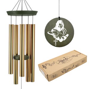 36" Large Bible Verse Wind Chime, Rustic Aluminum Garden Decor, Deep Tones