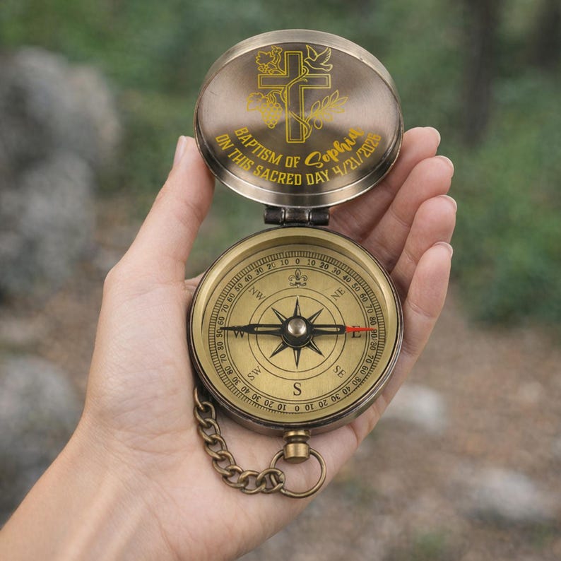 Personalized Engraved Compass Baptism Gifts - Unique Religious Keepsake ...