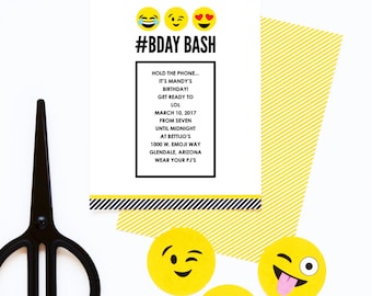 Emoji Birthday Party Invite - Printable & Editable PDF - Instant Download Emoji Party Invitation