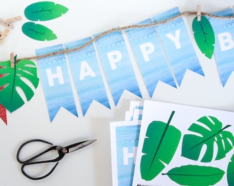 Vaiana "Grattis på födelsedagen"-banderoll - direkt nedladdning, utskrivbar PDF - Vaiana-festbanderoll för födelsedagar, poolparty eller luau