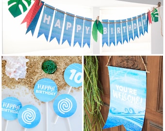 COMBO PACK: Moana Birthday Party - Instant Download Printable PDF - Moana Party Decor Printable Templates