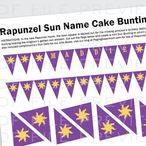 Rapunzel HAPPY BIRTHDAY Sun Mini Cake Bunting Printable image 5