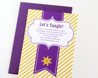 Rapunzel Tangled inspired Invitations "Let's Tangle" Personalized Printable Birthday Invites - INSTANT DOWNLOAD