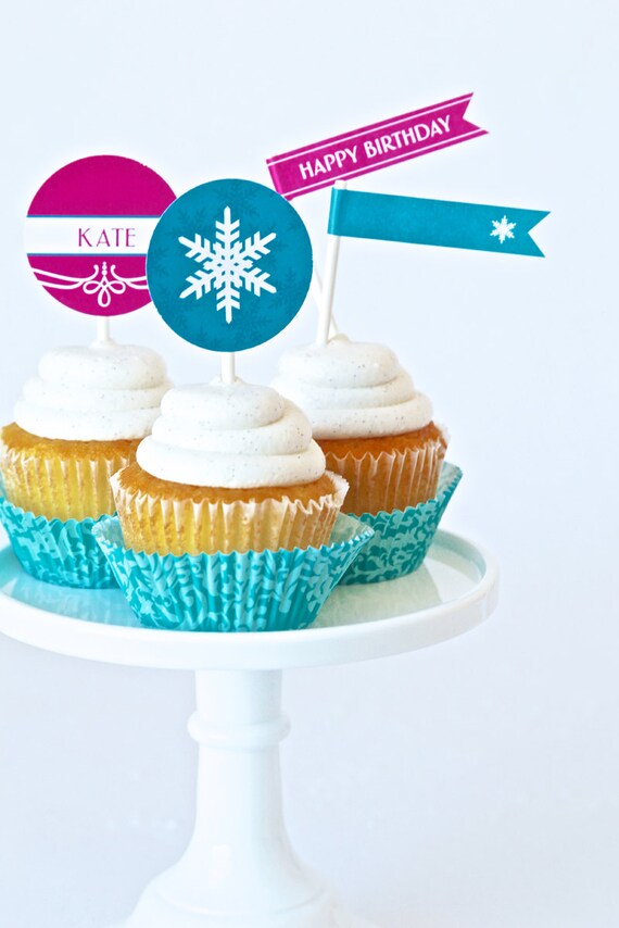 PERSONALIZED Cupcake Toppers for Frozen inspired Birthday Etsy