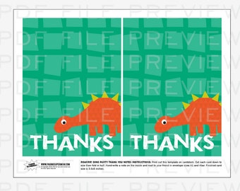 Dinosaur Birthday Thank You Notes - Instant Download!