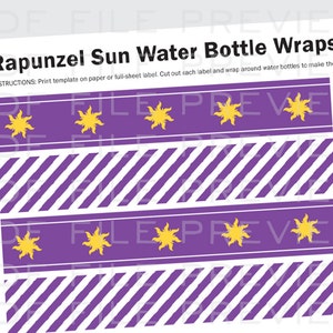 Rapunzel Tangled Party Water Bottle Labels Wraps Printable Birthday Invites image 1