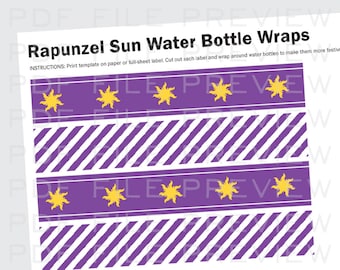 Rapunzel Tangled Party Water Bottle Labels Wraps Printable Birthday Invites