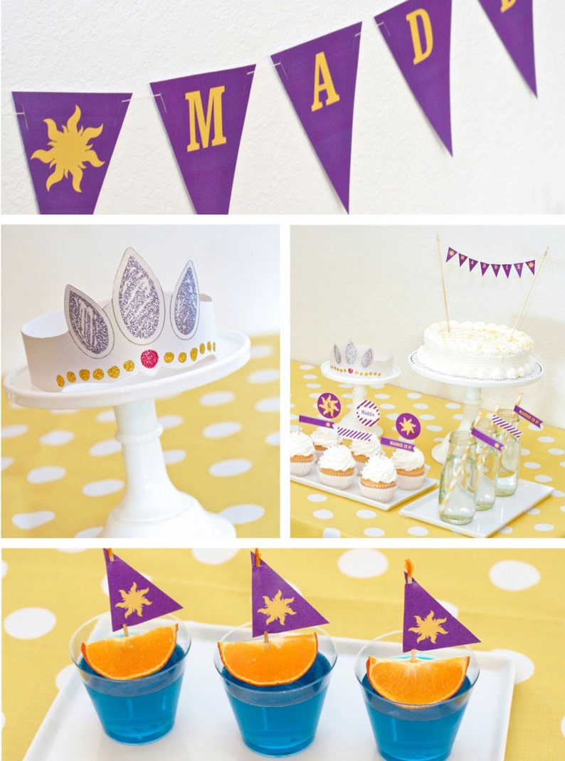 Rapunzel HAPPY BIRTHDAY Sun Mini Cake Bunting Printable image 4