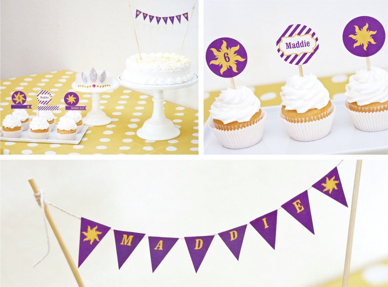 Rapunzel HAPPY BIRTHDAY Sun Mini Cake Bunting Printable image 2