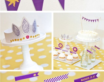 COMBO PACK Tangled Party Decor - Printable PDF Instant Download - Rapunzel Party Decor & Tangled Birthday Party Ideas