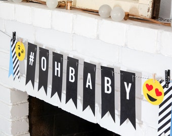 Emoji Baby Shower Party Banner - Printable PDF