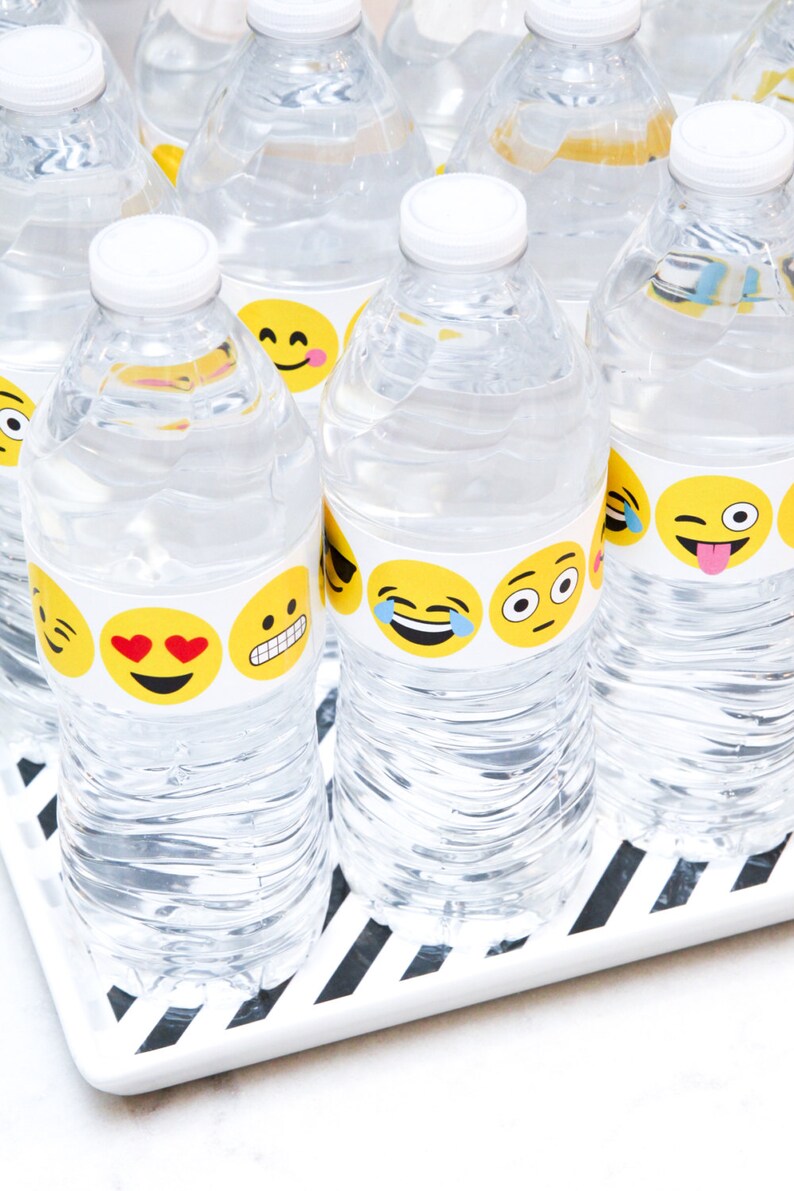 Emoji Party Water Bottle Wraps - Printable PDF Party Decor - Etsy